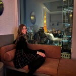 View of Tokyo Tower from the King Room with View at Hotel Toranomon Hills in Tokyo.