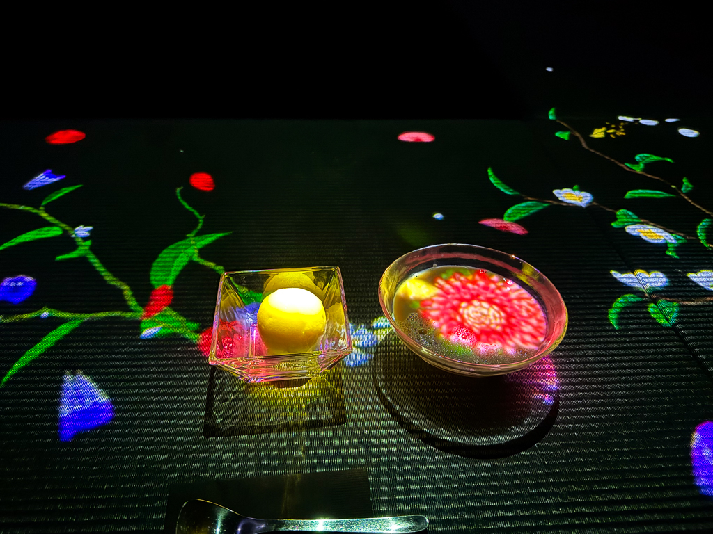 Tea and sorbet from En Tea House inside teamLab Borderless in Tokyo.