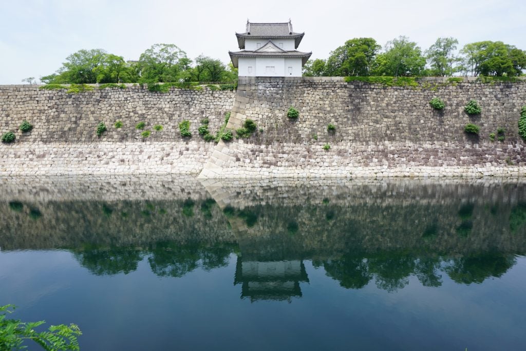 Water (a moat) around a Japanese castle