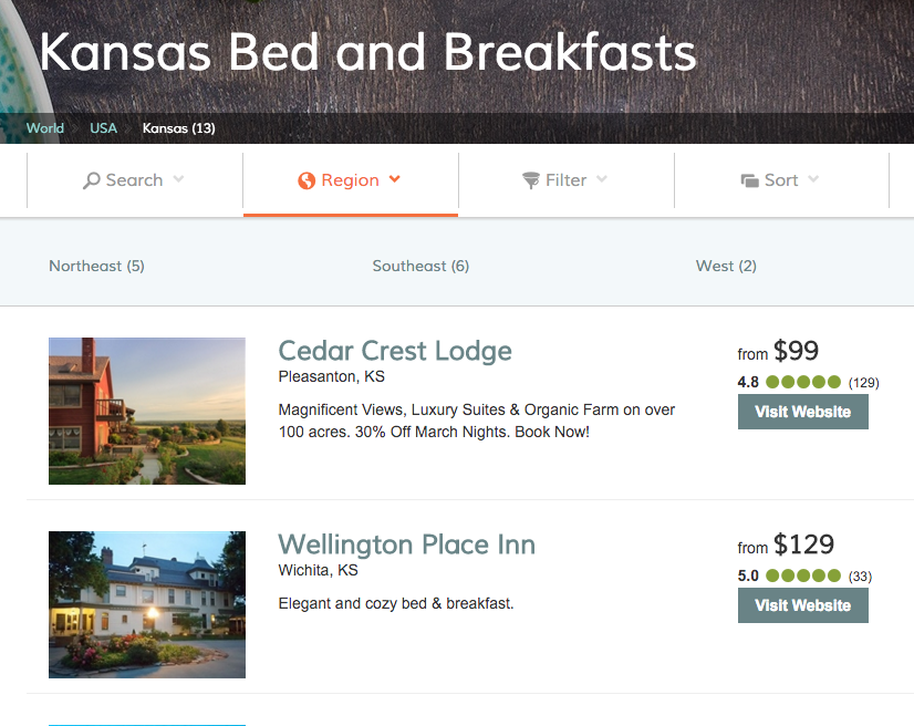 Bed & Breakfast website