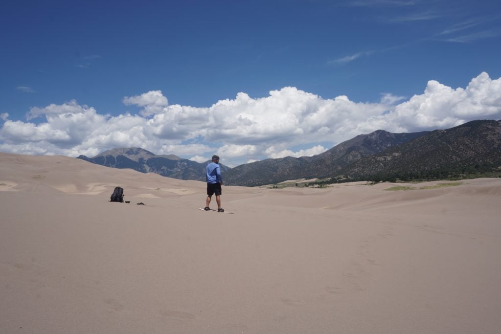 Sandboarding at Great Sand Dunes National Park in Colorado