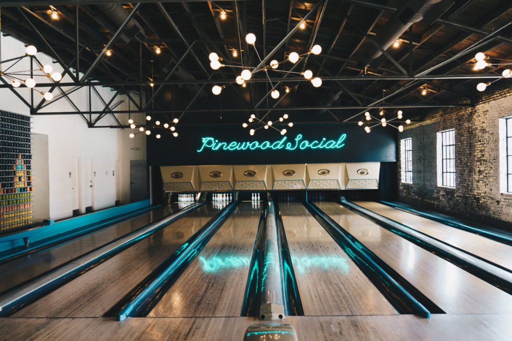 Bowling alley at Pinewood Social in Nashville