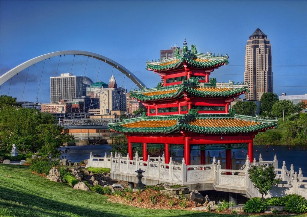 Robert D. Ray Asian Gardens in downtown Des Moines, Iowa.