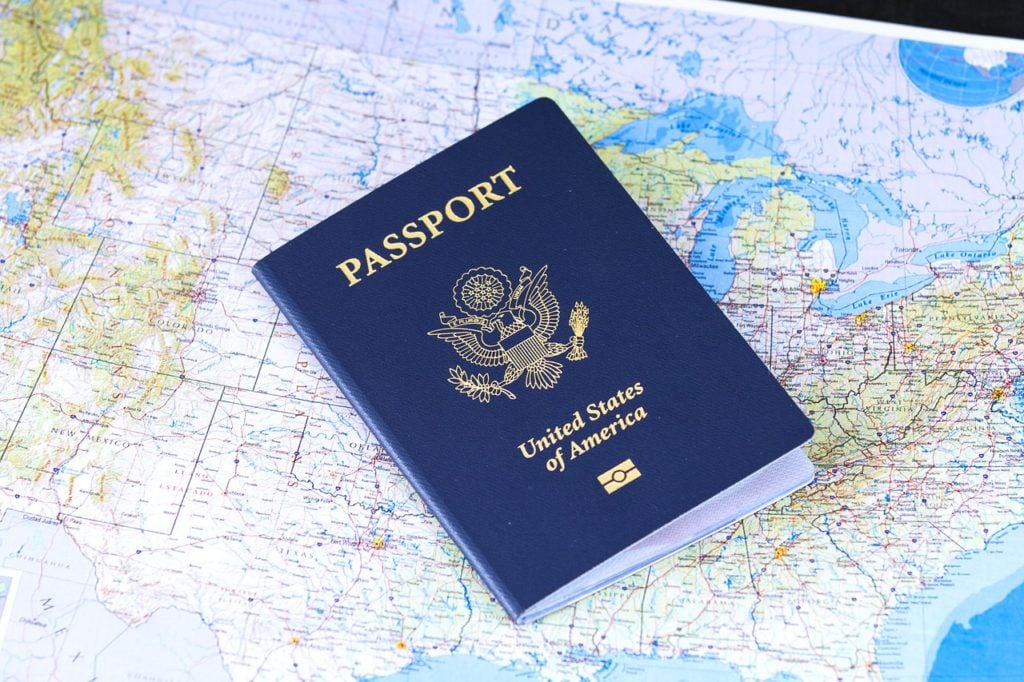 United States Passport on a map - travel itinerary planner