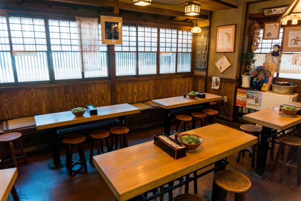 The inside of the Karonouron Udon Shop - Fukuoka, Japan