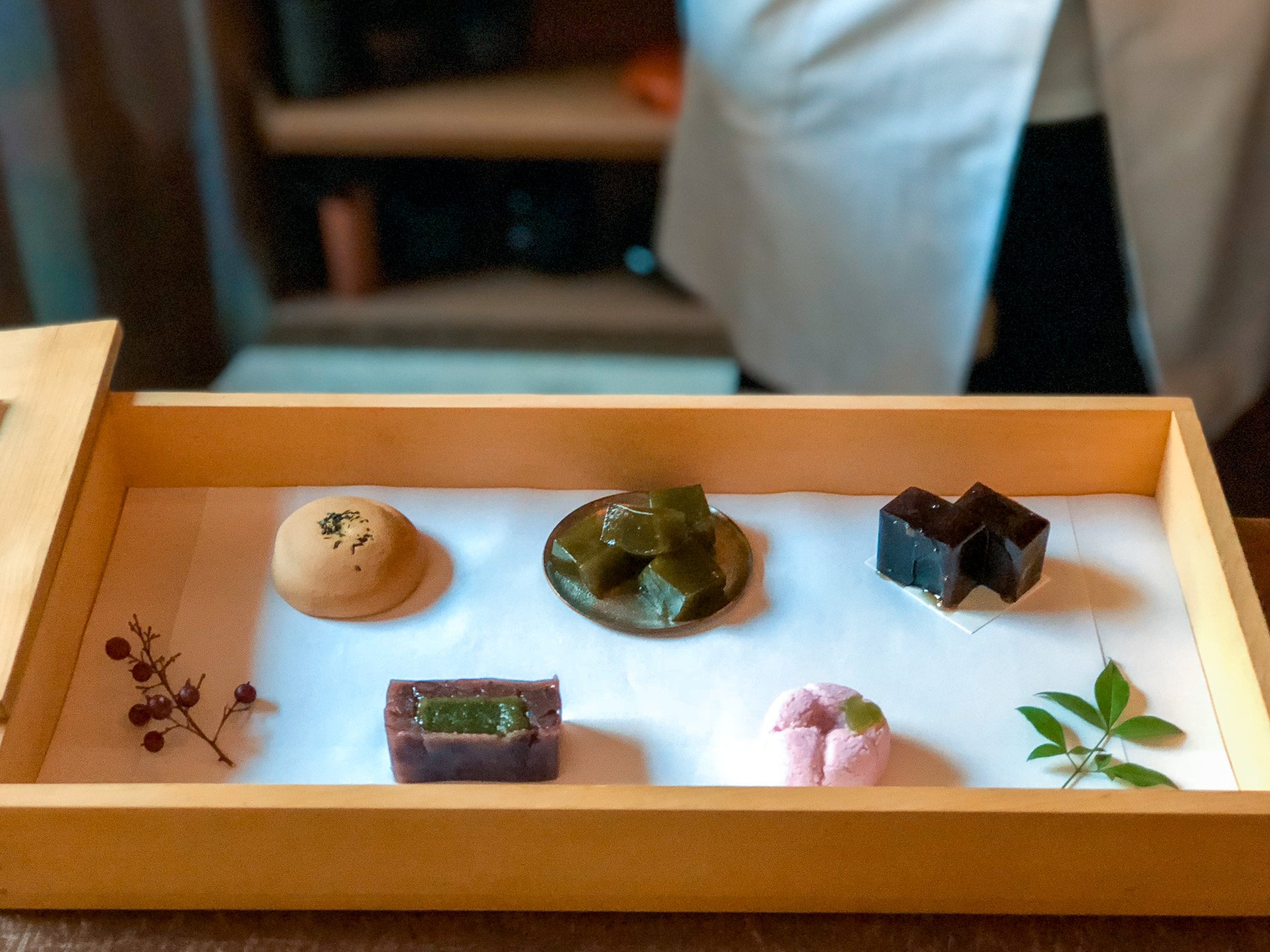 Selection of seasonal wagashi and Japanese sweets at YOROZU