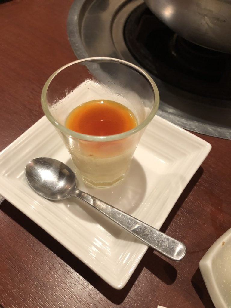 A small glass of sweet egg custard from Hanamidori - Fukuoka