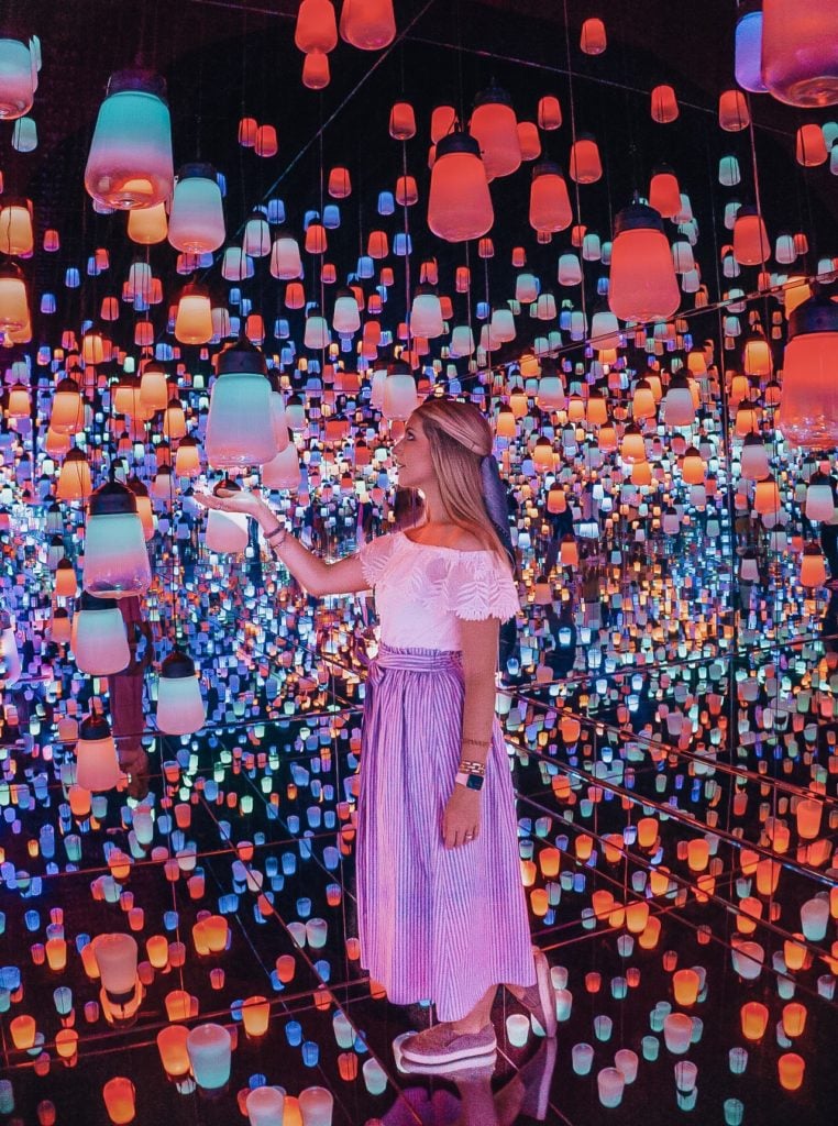 Room of colorful lanterns at the Mori Digital Art Museum in Tokyo, Japan