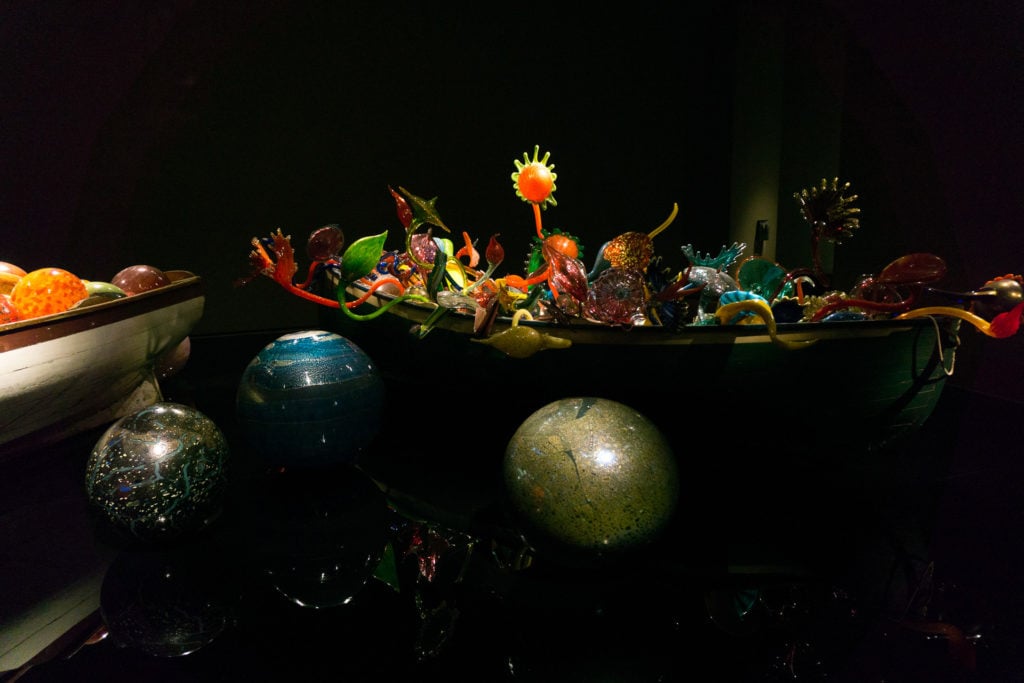Pieces of blown glass inside the Chihuly exhibit in the Oklahoma City Museum of Art