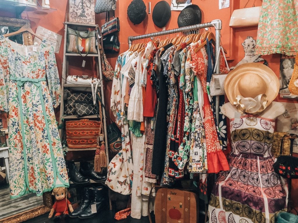 Racks of vintage clothing in Harajuku