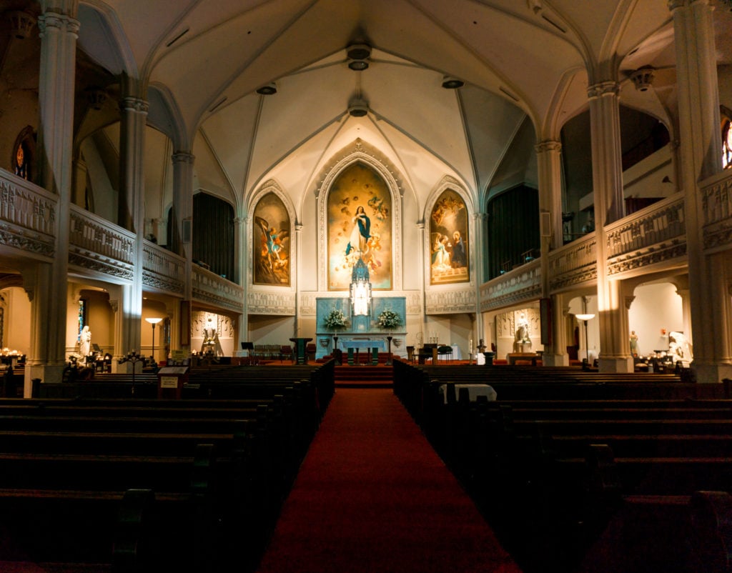 The inside of Old St. Mary's Cathedral in Chinatown San Francisco