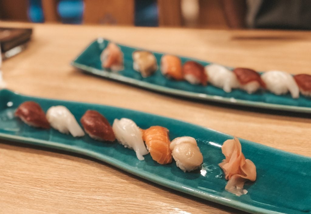 Plate of various sushi at Komekichi Kouzushi in Nikko