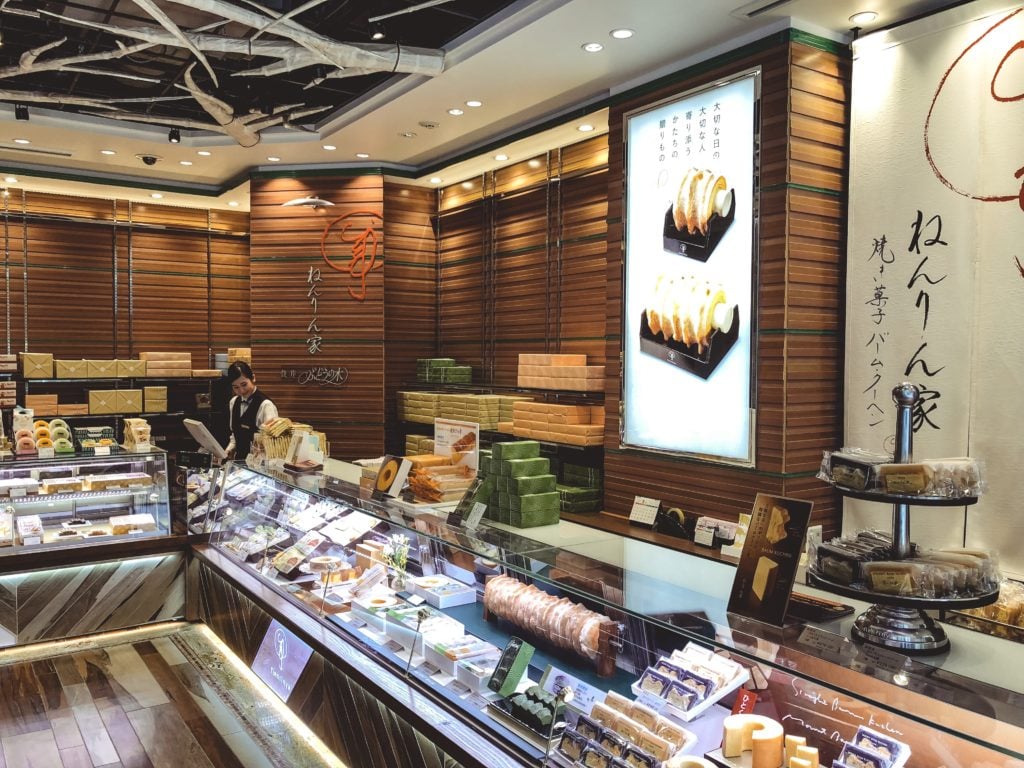 Store with baumkuchen rolled cake in Tokyo, Japan