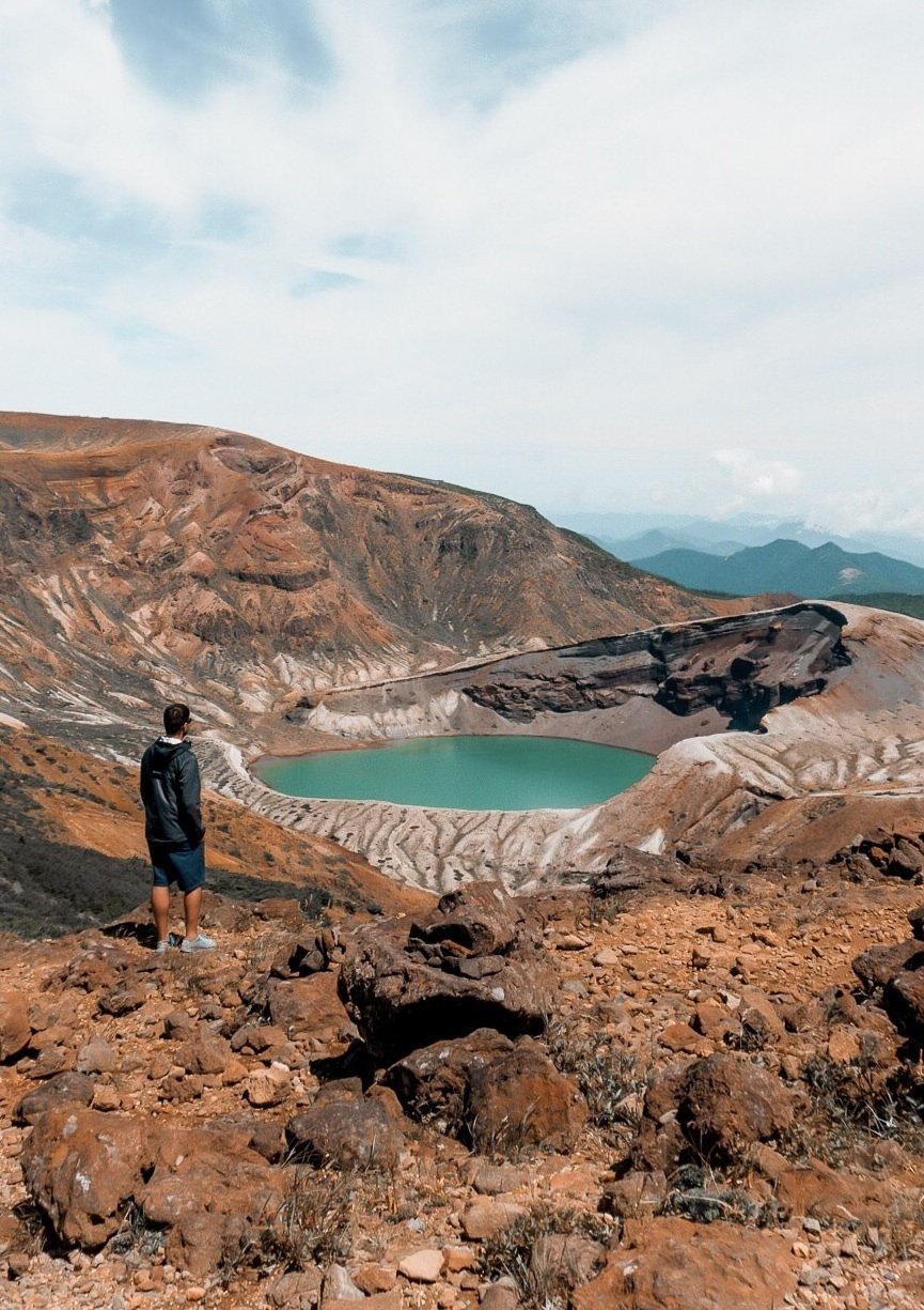 View of Okama Crater Lake - Mount Zao in Tohoku, Japan