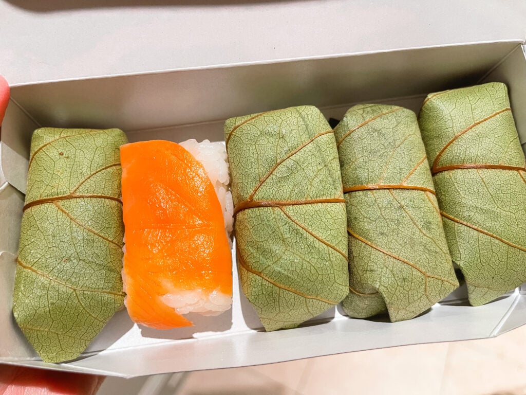 Persimmon leaf sushi in Nara, Japan