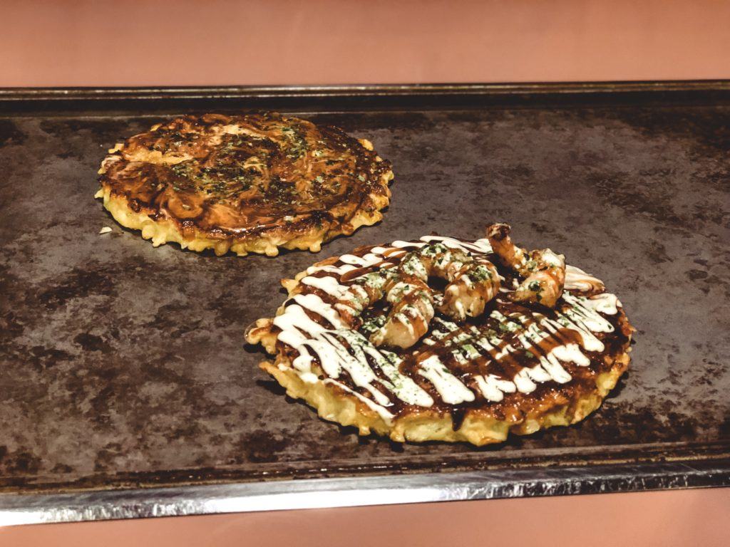 Okonomiyaki (Japanese savory pancake dish) from Parco in Nara, Japan