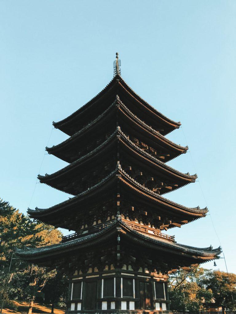 Kohfukuji five story Wooden Pagoda in Nara, Japan