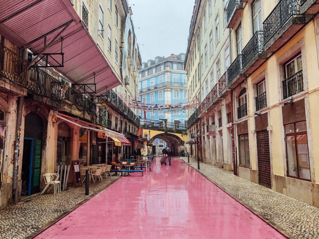 Rua Nova do Carvalho (the pink street) in Lisbon, Portugal