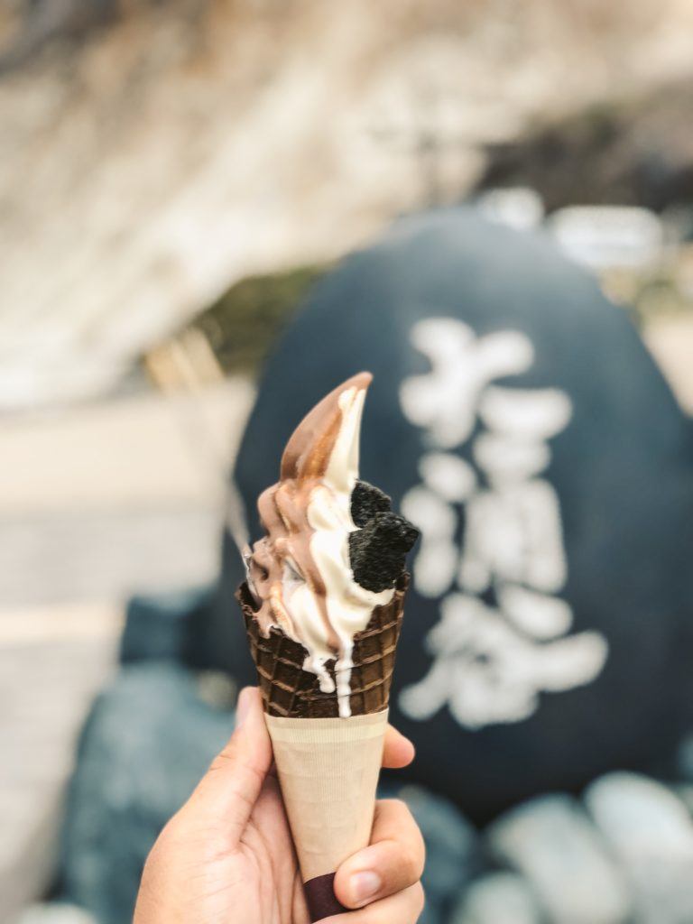 Charcoal Ice Cream in Japan