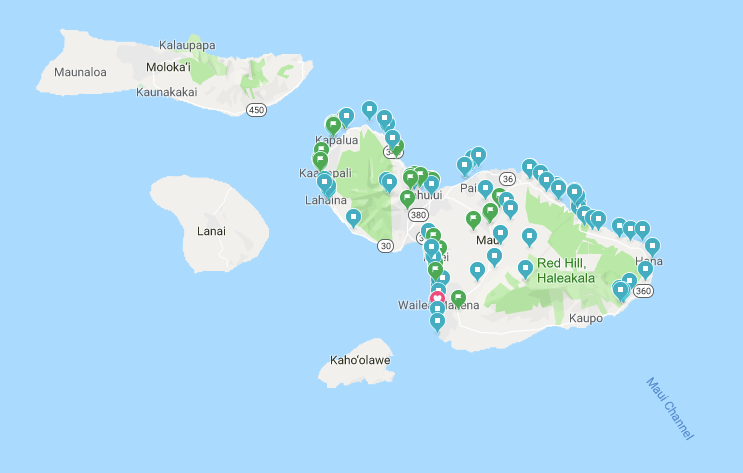 map of Maui - travel itinerary planner