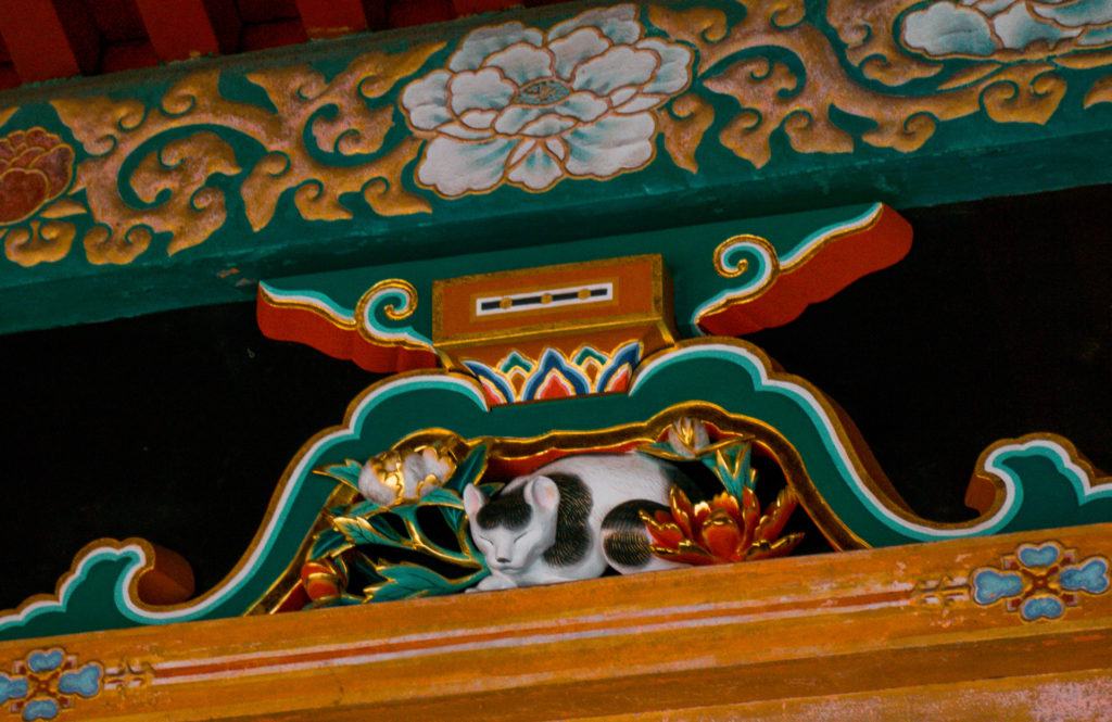 Sleeping cat wood carving at Toshogu Shrine.