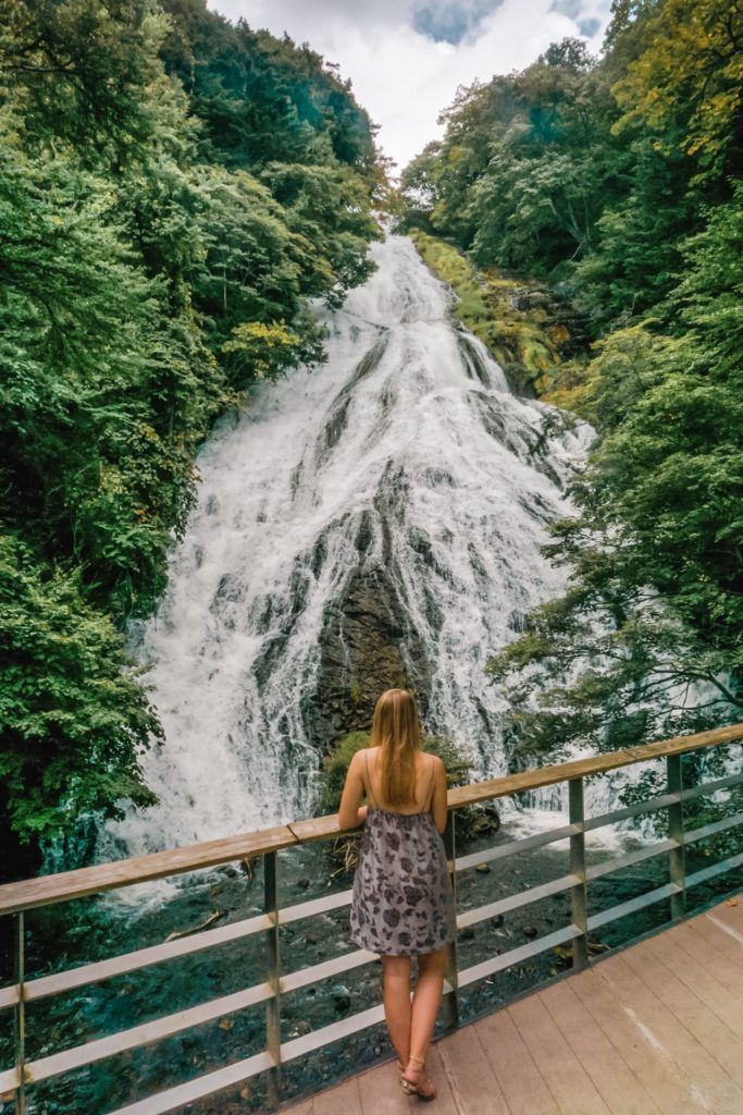 Viewing platform of Yudaki Falls in Nikko, Japan