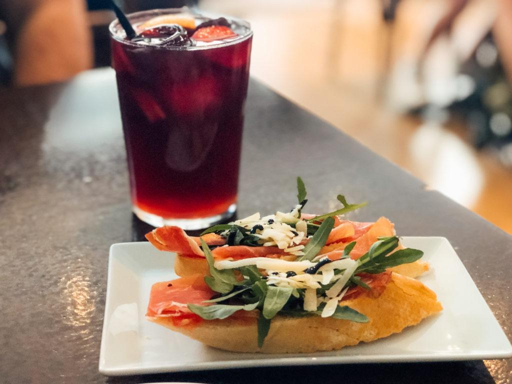 Red sangria and tostadas at Tosca Tapas y Vino - Barcelona