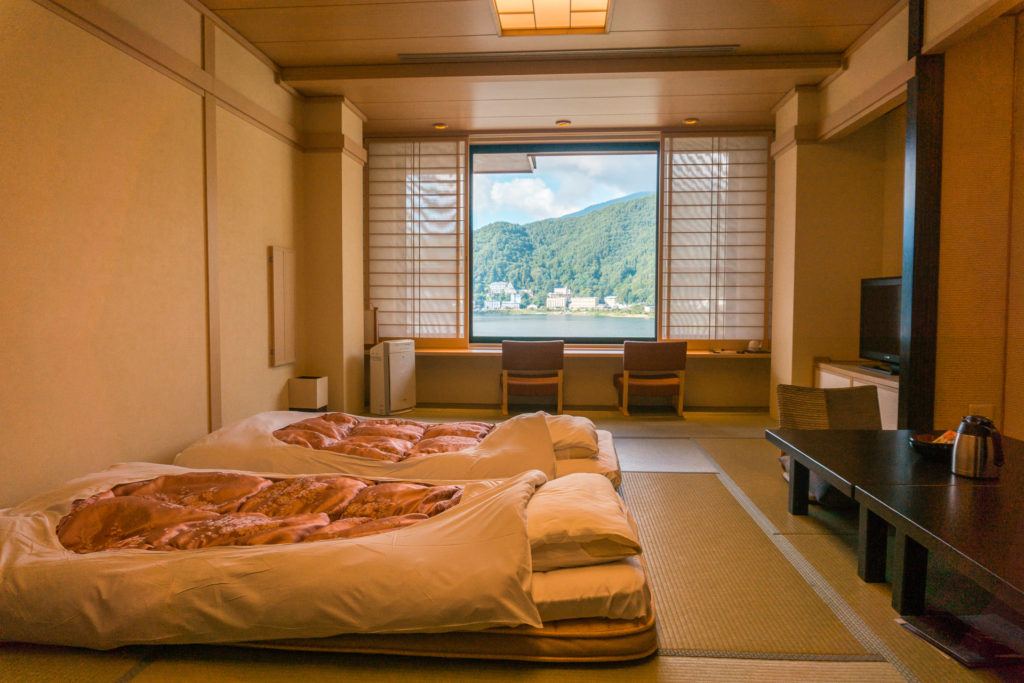 Hotel room at Konansou in the Fuji Five Lakes area.