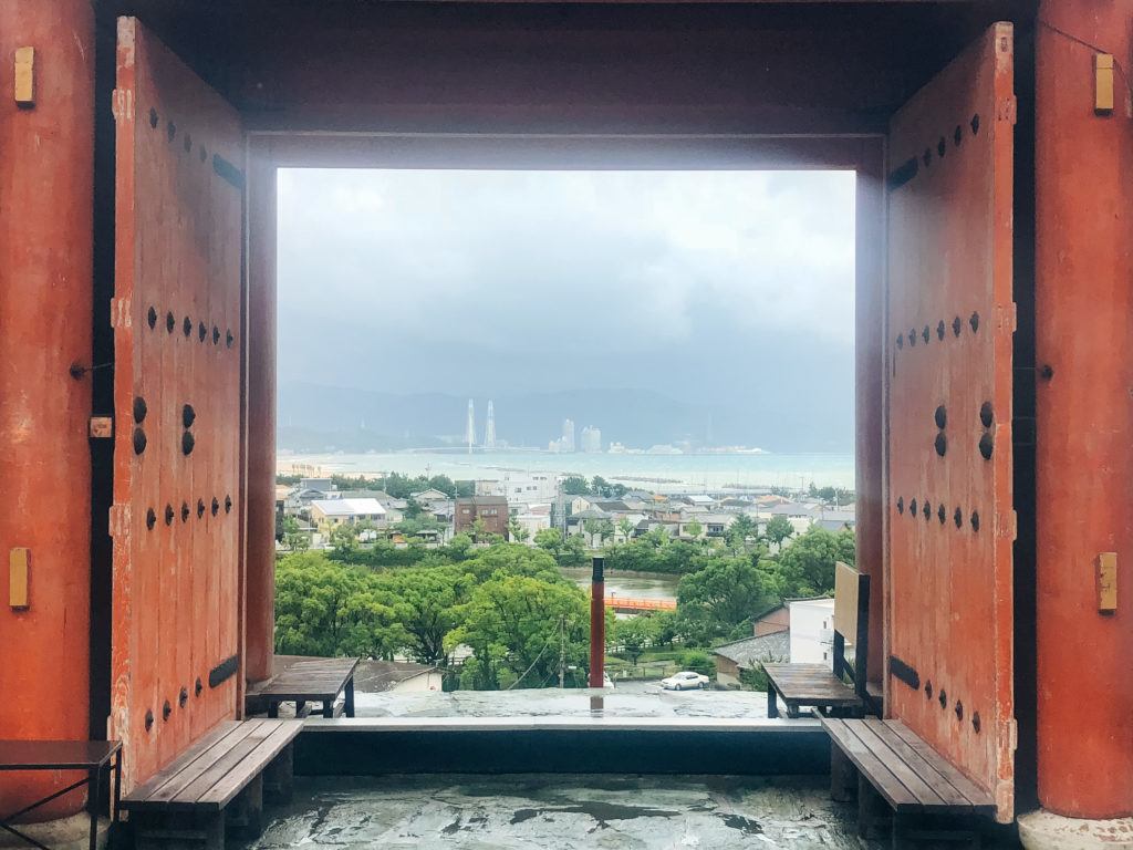 View from the top of the stairs at Kishu Toshogu Shrine in Wakayama City, Japan.