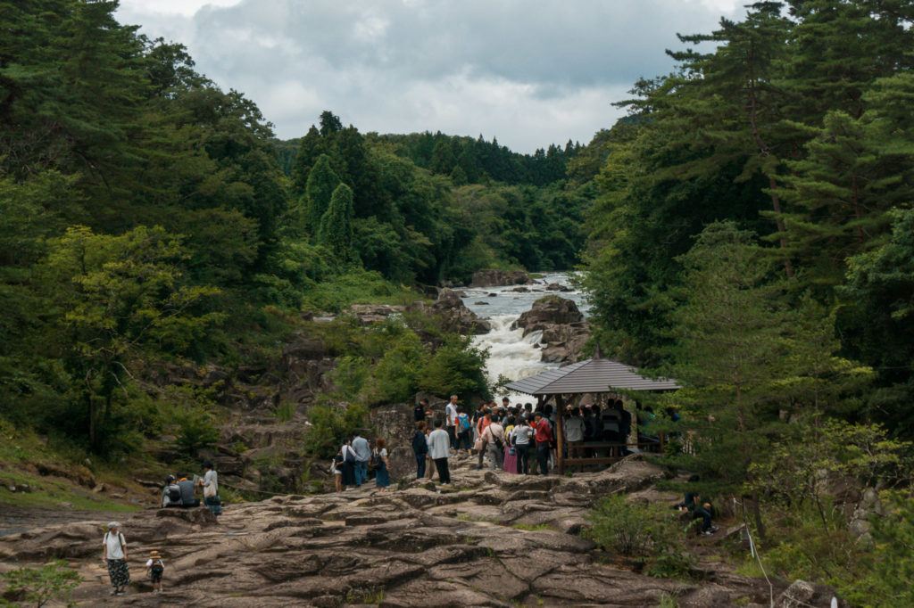 Flying Dango at Genbikei Gorge in Japan.