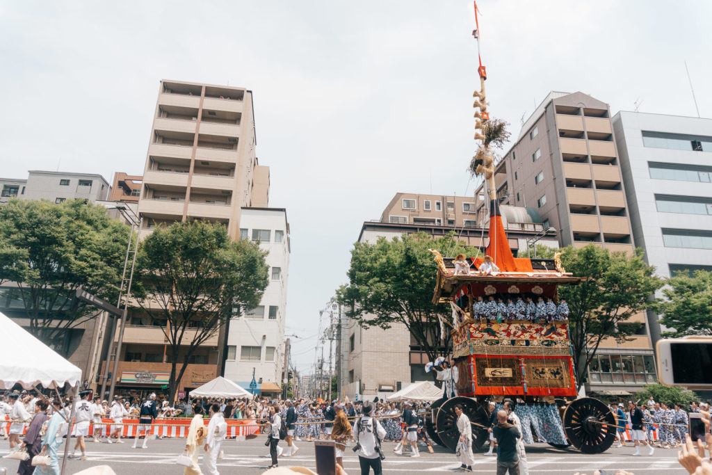 Moving a float at Gion Matsuri in Kyoto