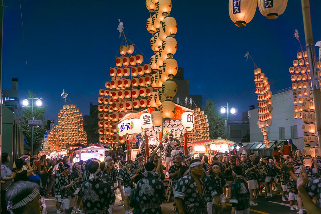 Floats at Akita Kanto Matsuri in Akita City, Japan