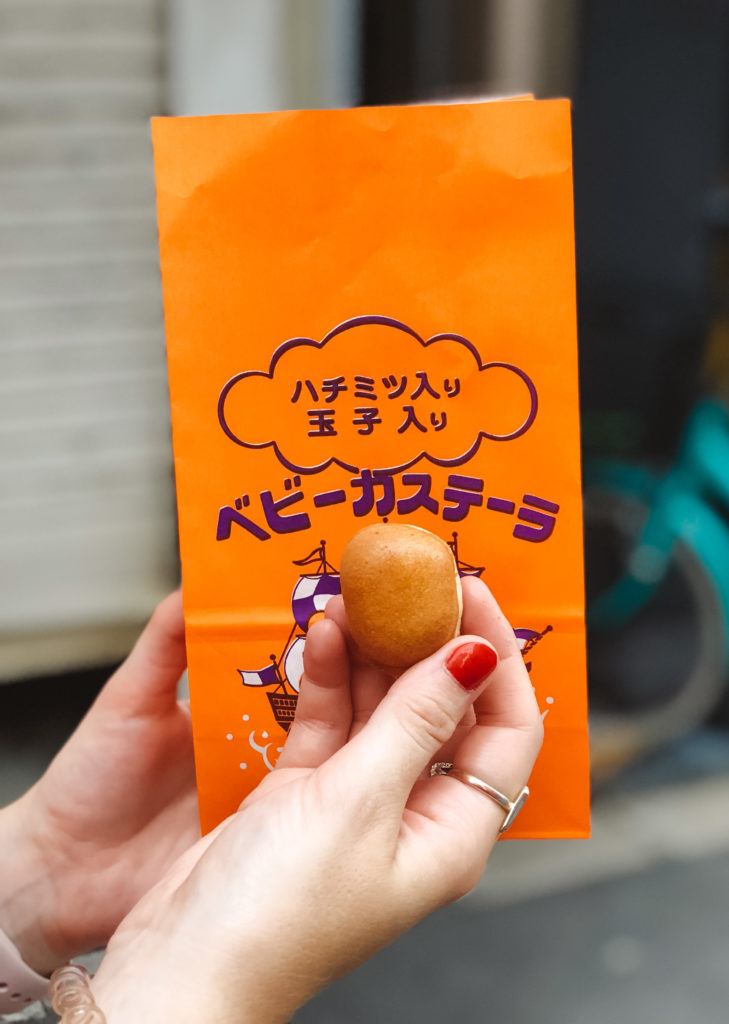 Baby castella from a street food stand at a summer festival in Japan