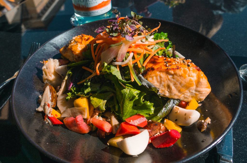 Miso-Glazed Salmon Salad from Spago in Las Vegas - girls trip to Vegas