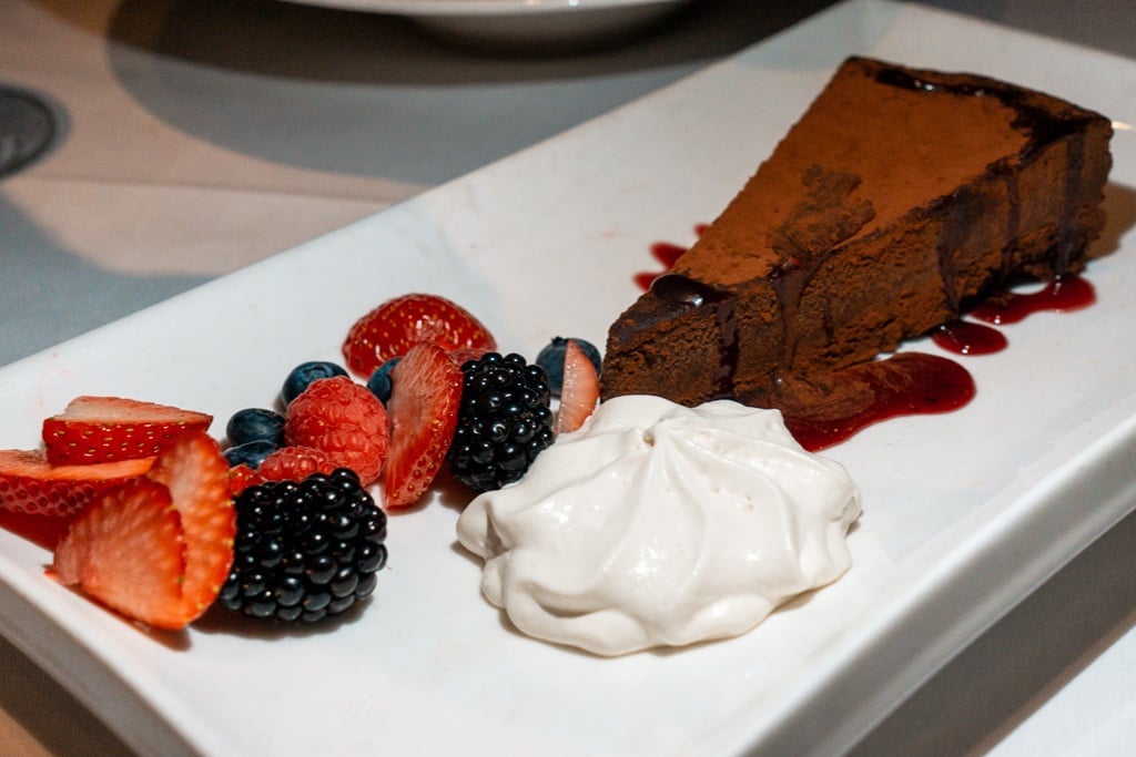 Flourless chocolate cake from Michael's on East in Sarasota, Florida - best restaurants in Sarasota