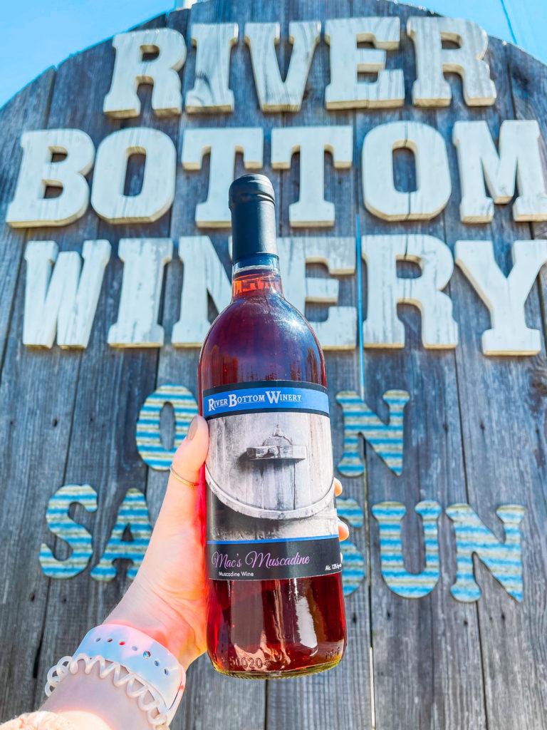 Bottle of wine from River Bottom Winery in near Little Rock, Arkansas - Arkansas wineries.