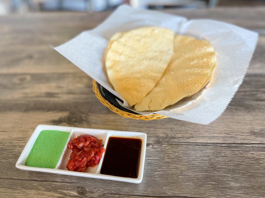 Papadam with a variety of chutneys from Tikka Indian Cuisine in Venice, Florida