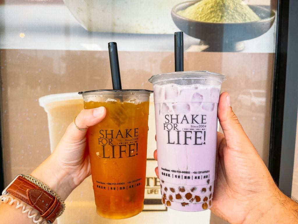 Mango green tea and taro milk tea from Ding Tea - Sarasota desserts