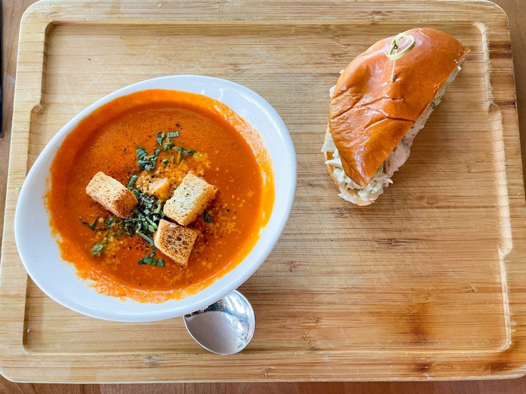 Chicken salad sandwich and tomato basil soup from Libby's Neighborhood Brasserie in Sarasota, Florida