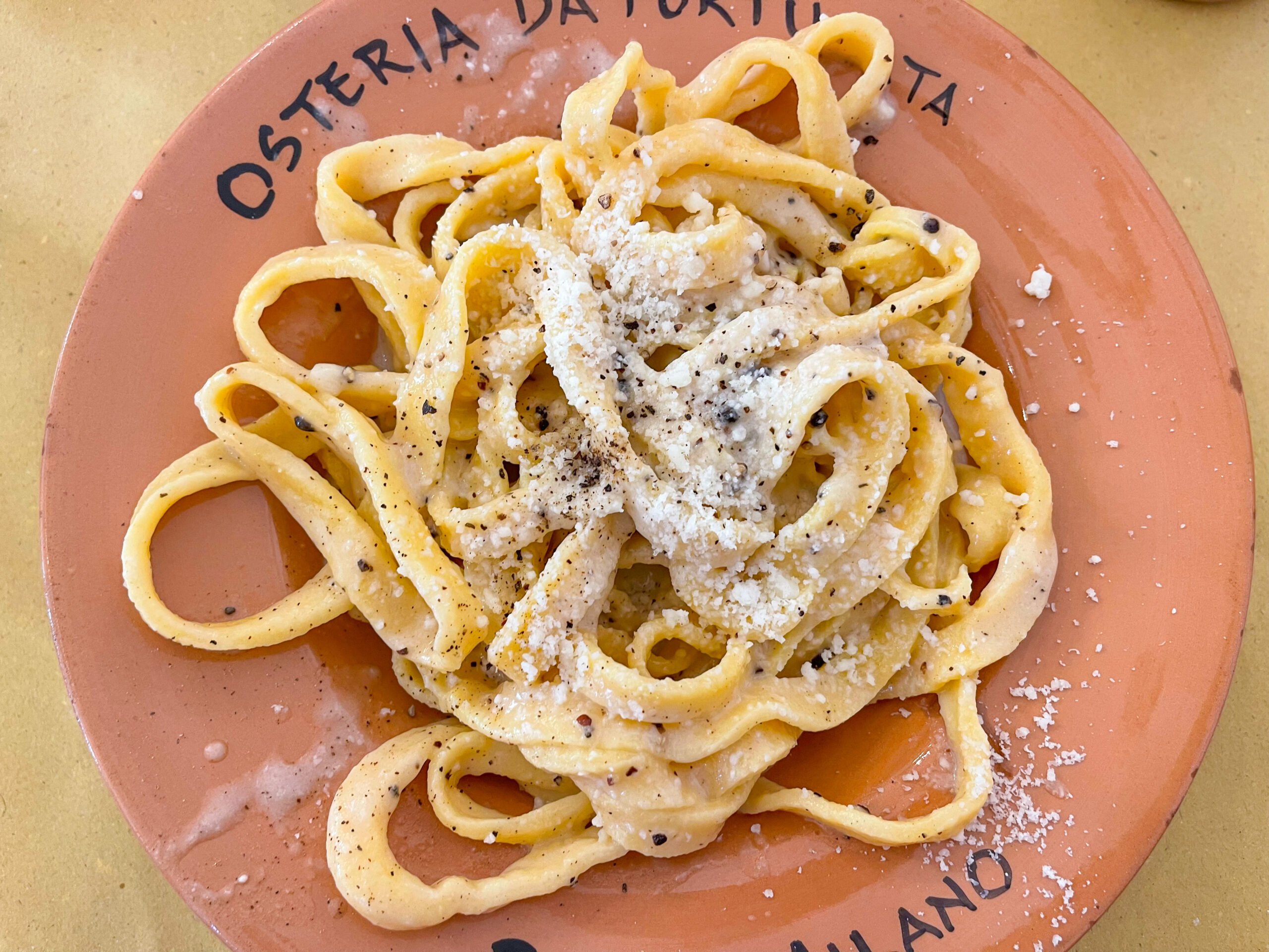 Cacio e pepe from Osteria da Fortunata in Rome, Italy