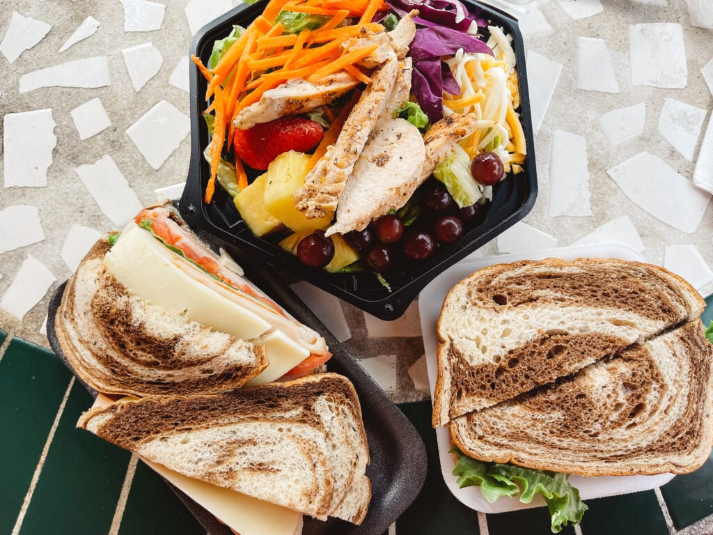 Sandwiches and salad from Morton's Market in Sarasota, Florida.