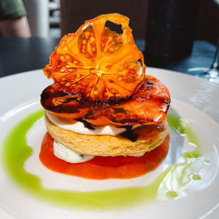 Heirloom tomato puff pastry dish from Sage in Sarasota