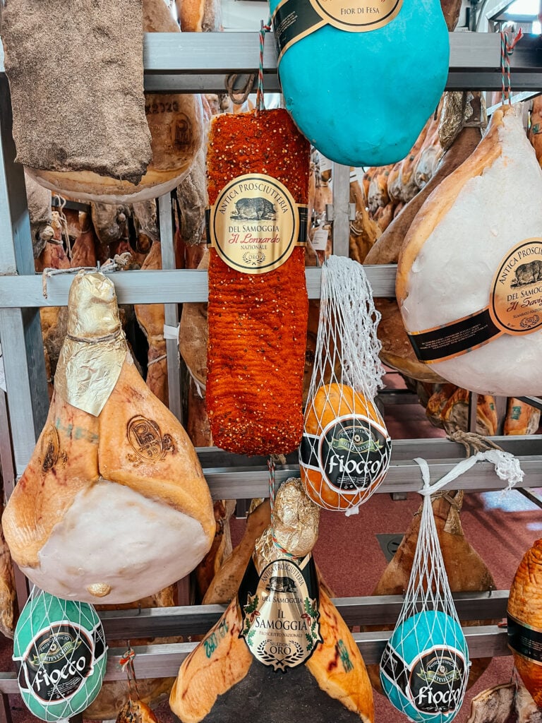 A few different types of Proscuitto at Italian Days Food Tour in Bologna - best bologna food tour