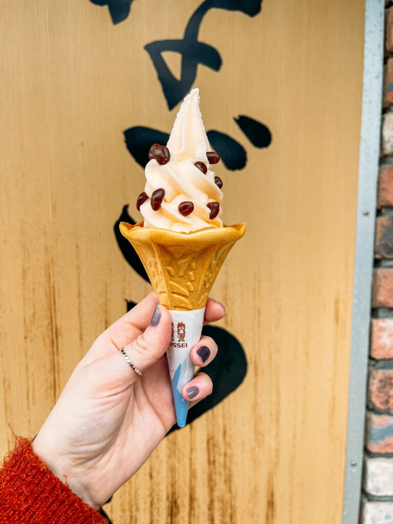 Deer poop ice cream on Miyajima Island in Japan