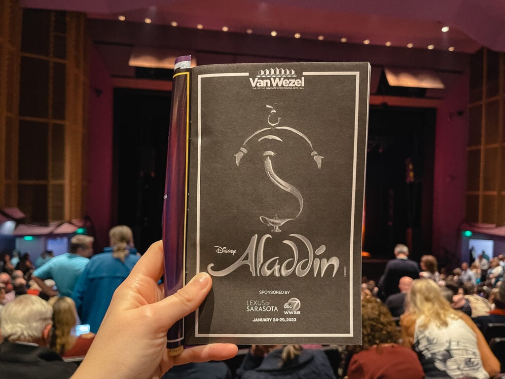 Aladdin theater program at the Van Wezel in Sarasota, Florida.