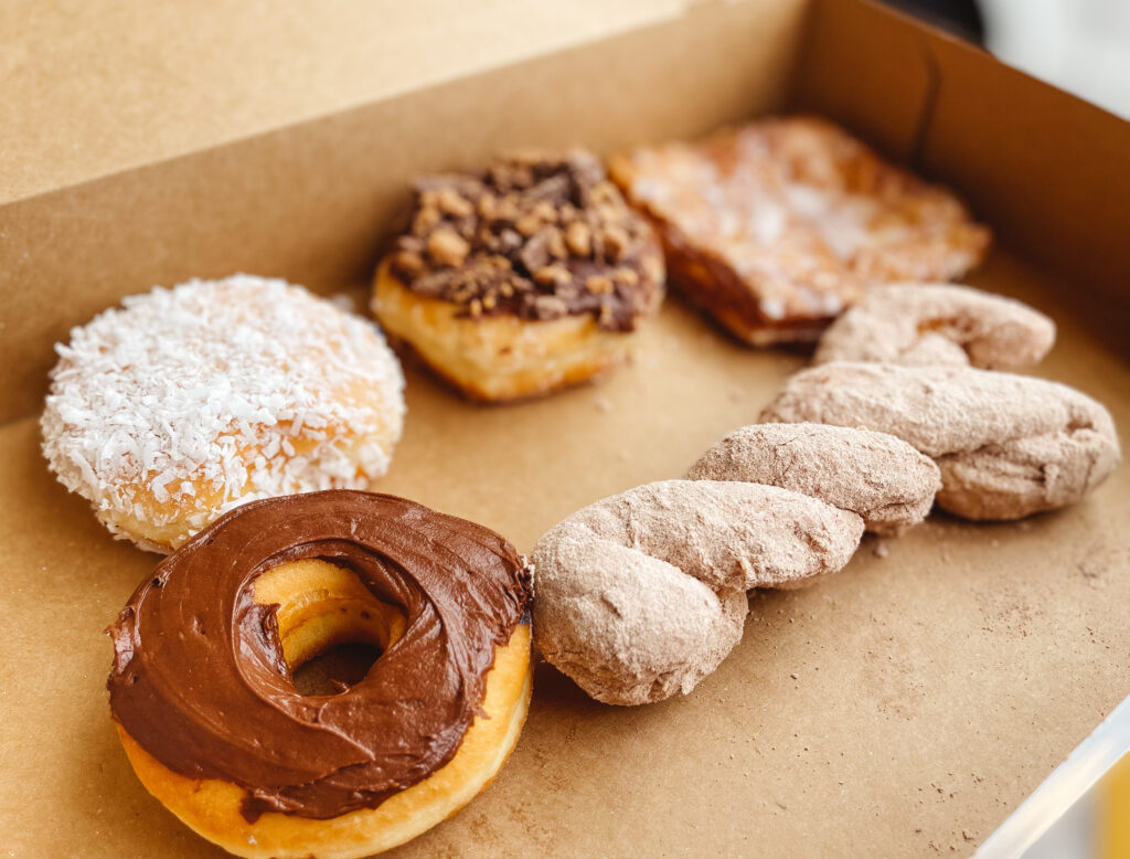 Variety of donuts from Yummie's Donuts and BBQ in Venice, Florida