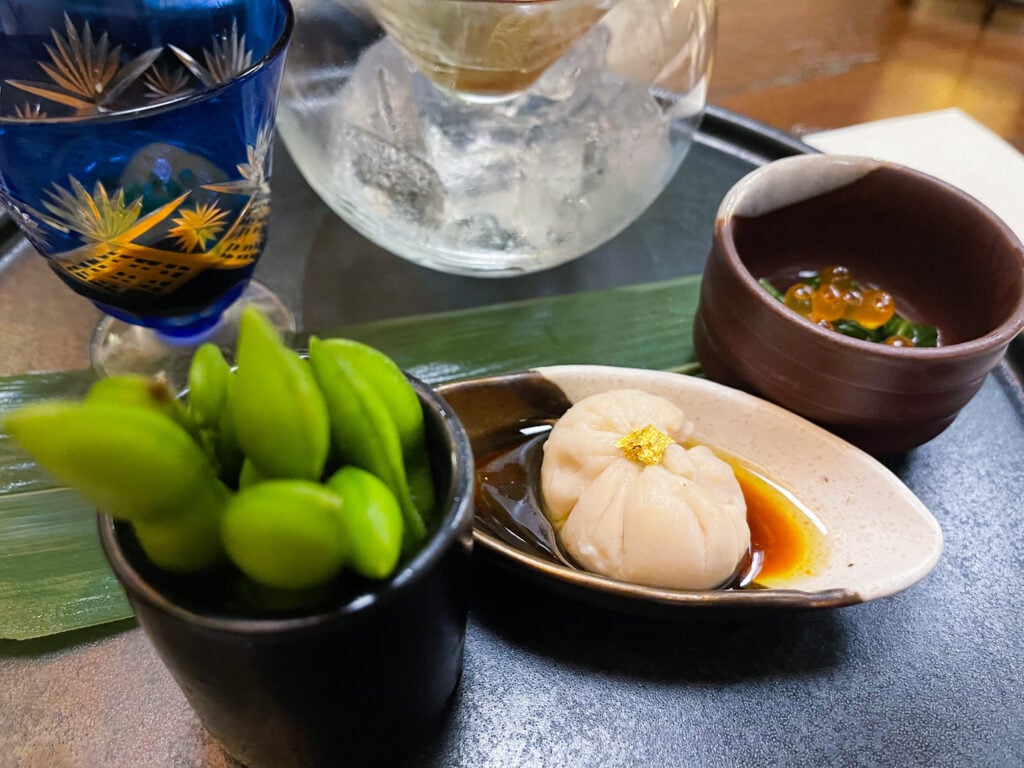 Edamame and sesame tofu from Takumi-Tei, a Japanese restaurant at Disney World's Epcot