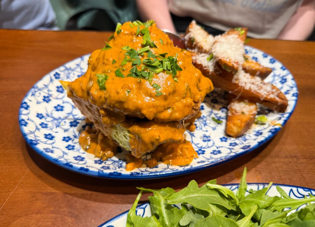Sausage gravy and egg sandwich