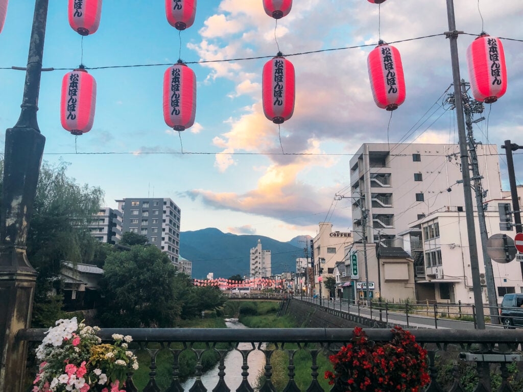 River between Nakamachi and Nawate Shopping Streets in Matsumoto.