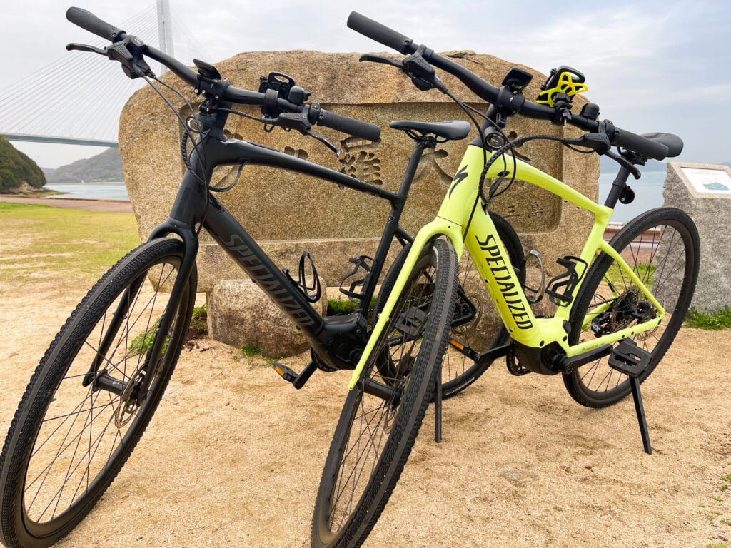 Two specialized e-bikes on Shimanami Kaido